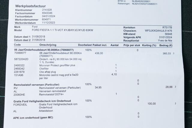 Ford FIESTA 1.1 86 PK Trend | 5 DRS | Airco | Bluetooth | | Radio MP 3 Speler | Cr Control | 2 e eign |