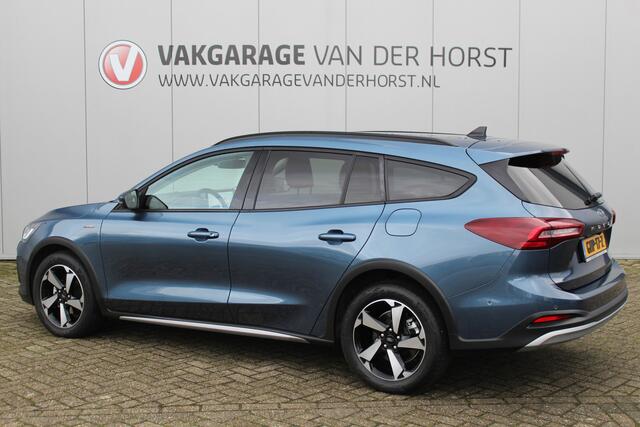 Ford FOCUS Wagon 1.0-155pk EcoBoost Mild-Hybrid Active AUTOMAAT ! Trekgewicht 1.500kg ! Slechts 6.600km ! Ruim ¤. 9.000,- beneden de nieuwprijs ! Volautm. airco dual, navigatie, telefoonvoorb., adaptive cruise control, LED verlichting, metallic lak, camera, front-, 