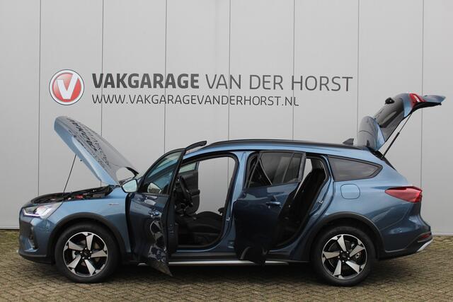 Ford FOCUS Wagon 1.0-155pk EcoBoost Mild-Hybrid Active AUTOMAAT ! Trekgewicht 1.500kg ! Slechts 6.600km ! Ruim ¤. 9.000,- beneden de nieuwprijs ! Volautm. airco dual, navigatie, telefoonvoorb., adaptive cruise control, LED verlichting, metallic lak, camera, front-,