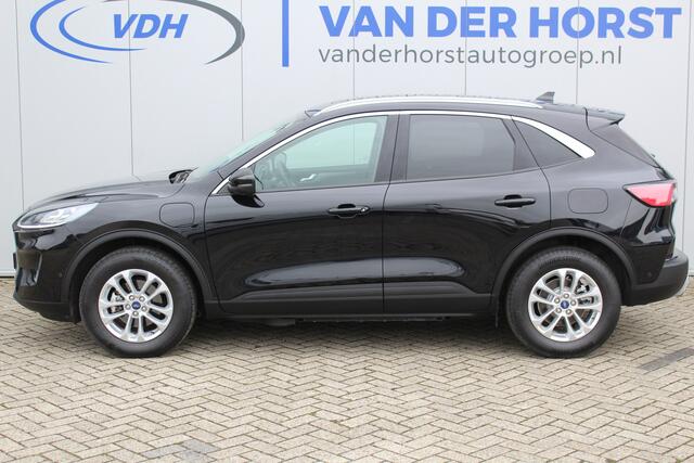 Ford KUGA 2.5-225 pk PHEV Titanium X. Hybride rijden voor een reële prijs ! Stoel-, stuur- en voorraamverw., navigatie, telefoonvoorb., B&O soundsyst., side- en lane assist, adaptieve cruise cntrl, elektr. achterklep, elektr. verstelb., best. stoel, lm wielen, keyl