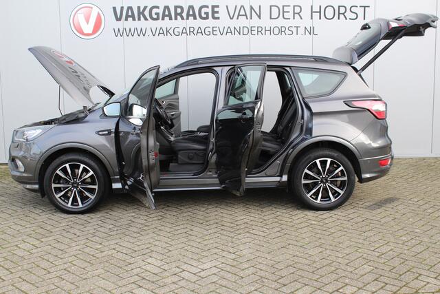 Ford KUGA 1.5-182pk EcoBoost ST-Line AWD-AUTOMAAT. Ideale caravantrekker: vierwielaangedreven automaat, trekgewicht 1.850kg ! Autm. airco dual, adapt. cruise cntrl, navigatie, telefoonvoorb., stoel- en voorraamverw., bi-xenon verl., lm wielen, camera, pdc v+a, Sony