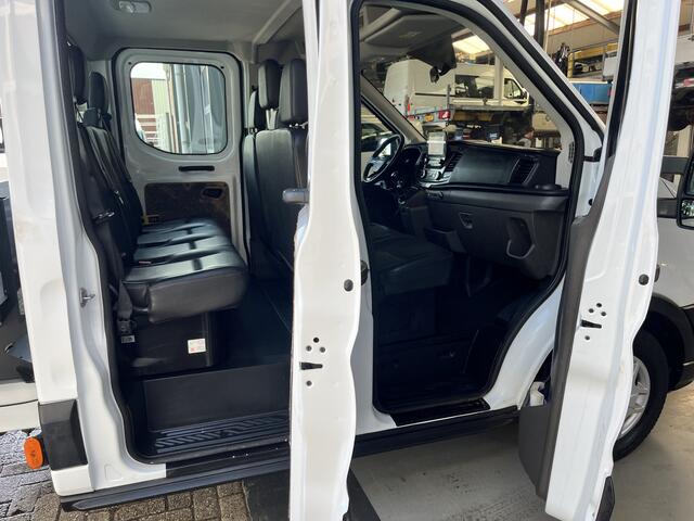 Ford TRANSIT 350 2.0 TDCI DC 3-zijdenkipper Airco Cruise controle Trekhaak 2800kg Telefoonvoorbereiding Navigatie Kipper Kieper 7-Persoons Euro 6 open laadbak P-up Bakwagen Bpm vrij voor particulier gebruik!!