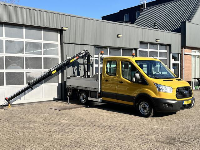 Ford TRANSIT 310 2.2 TDCI L3 126pk Laadkraan Hiab 023 T3 Airco Dubbele cabine Trekhaakhaak 2800kg Open laadbak Pick-up p-up Bakwagen 1e eigenaar Ex gemeente Euro 5