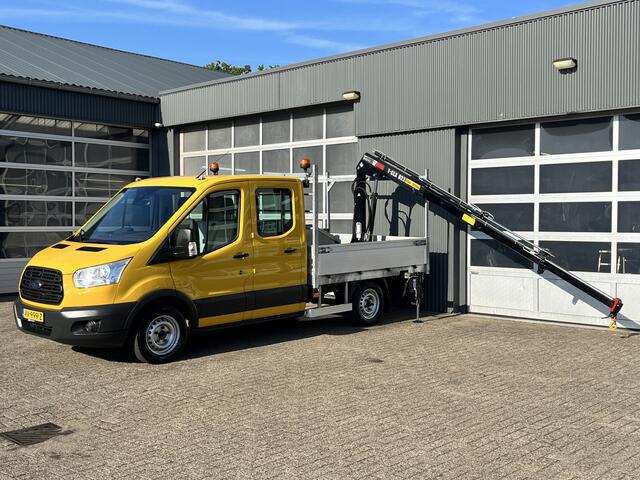 Ford TRANSIT 310 2.2 TDCI L3 126pk Laadkraan Hiab 023 T3 Airco Dubbele cabine Trekhaakhaak 2800kg Open laadbak Pick-up p-up Bakwagen 1e eigenaar Ex gemeente Euro 5