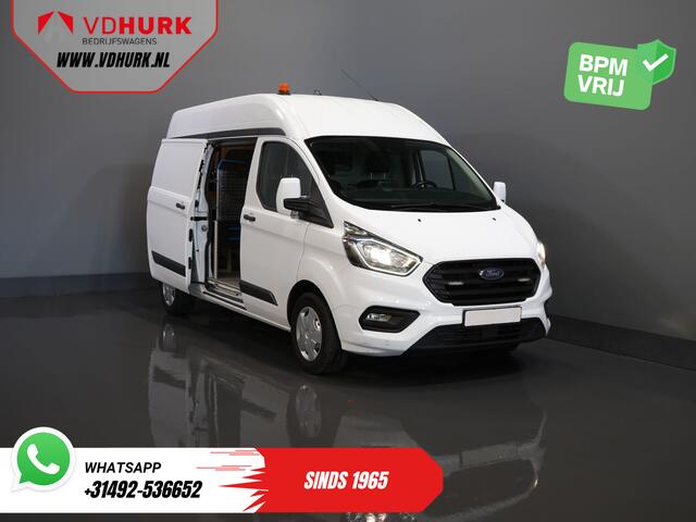 Ford TRANSIT CUSTOM 2.0 TDCI 130 pk L2H2 Trend MHEV BPM VRIJ! Sortimo/ Inrichting/ Standkachel/ Stoelverw./ Omvormer/ Carplay/ Camera/ Cruise/ Trekhaak/ Airco