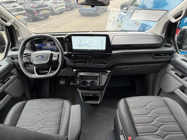 Ford TRANSIT CUSTOM 320 2.5 PHEV L2H1 Black Platinum DUBBEL CABINE 2250 KG AHW | 1100 KG Laadvermogen | Lederen Bekleding | Stoel-Stoel | Privacy Glass |