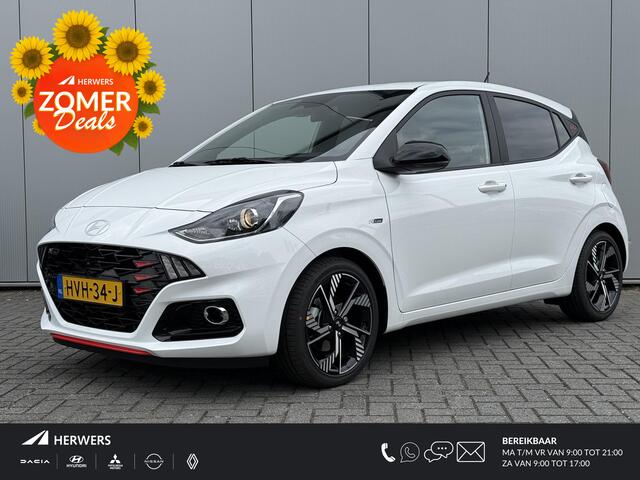 Hyundai I 10 1.0 T-GDI N Line 5-zits / 90 PK / Navigatie / Achteruitrijcamera / Climate & Cruise Control / Zwart Dakhemel / Stoel- & Stuurverwarming / Elek. Ramen Voor + Achter /