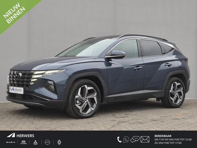 Hyundai TUCSON 1.6 T-GDI HEV Premium Sky Automaat / Fabrieksgarantie tot 03-2029 / Dealer onderhouden / Adaptief cruise control / Glazen schuif- en kanteldak / Elektrische achterklep / Stuur-, Stoel en Achterbank verwarming / Rondomzicht camera / Adaptief CC /