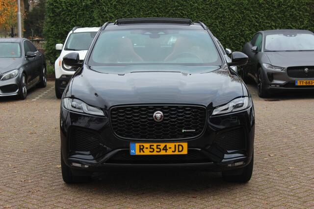 Jaguar F-PACE 2.0 P400e PHEV R-Dynamic HSE / Panoramadak / Camera / Head-up / Kuipstoelen / Meridian / Keyless / 21'' / Matrix LED / CarPlay / Stuur+Stoelverwarming / DAB / Dodehoek / ACC