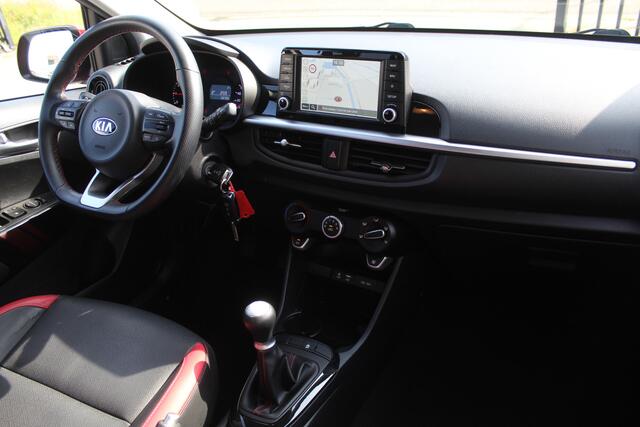 KIA PICANTO 1.0 MPi GT-Line Edition Navigatie/Airco/Achteruitrijcamera/Apple carplay/Bluetooth/LED koplampen/15'' Lichtmetalen velgen/Lederen bekleding/Elektrische ramen/Elektrisch verstelbare spiegels.