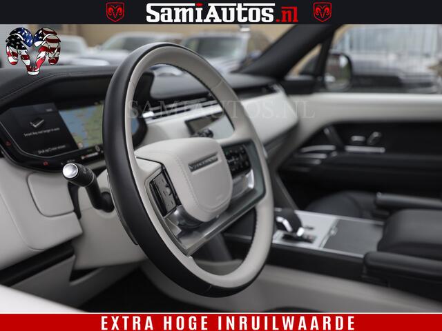 Land Rover RANGE ROVER P550e | NIGHT | GARANTIE TOT 14-03-2029 | HEAD-UP | ACHTERAS BESTURING | SOFT CLOSE | PHEV | 23 INCH VELGEN | PANORAMADAK | STUURVERWARMING | STOEL KOELING | Fabrieksgarantie tot 14-03-2029 - Geniet van gemoedsrust met uitgebreide dekking tot deze datum. 