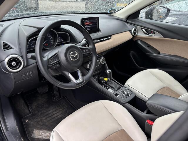 Mazda CX-3 2.0 SkyActiv-G 121 Luxury , Automaat, Wit Leder, Navi, Apple Carplay, Clima, Cruise, LMV 18 Inch, Stoelverwarming