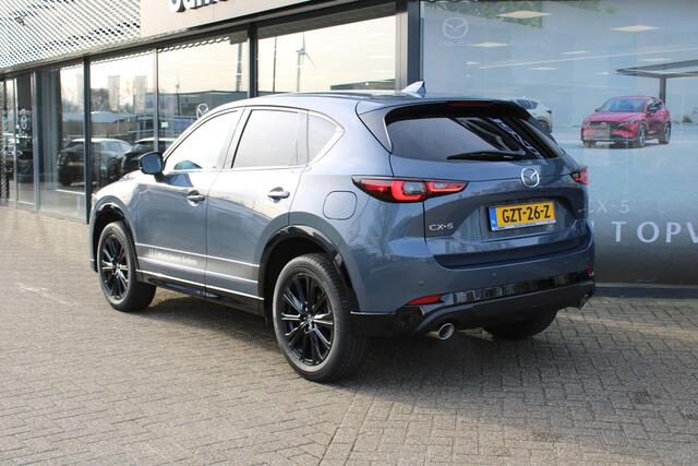 Mazda CX-5 2.0 e-SkyActiv-G M Hybrid 165 Homura , Demovoordeel ¤ 6.390-, Navi, Adap.Cruise, Clima, Leder, Apple Carplay, 360 Camera, PDC, HUD, Stoelverwarming/ventilatie, 19" LMV, Elek.Achterklep