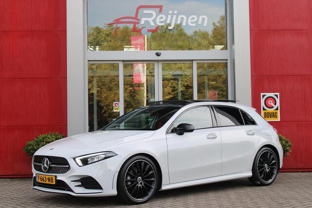 Mercedes-Benz A-KLASSE 180 136PK AUTOMAAT AMG LINE | STERRENHEMEL! | PANORAMISCH SCHUIF/KANTEL DAK | SFEER VERLICHTING | NAVIGATIE | ACHTERUITRIJ CAMERA | PARKEERSENSOREN VOOR EN ACHTER | HIGH PERFORMANCE LED KOPLAMPEN | STOEL VERWARMING | KEYLESS - GO | SPIEGEL PAKKET | NIGHT 