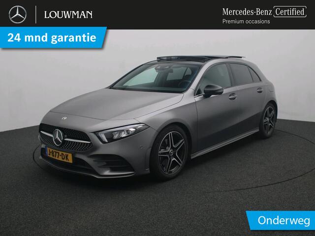 Mercedes-Benz A-KLASSE 160 AMG-line Handgeschakeld | Night Pakket | Panoramaschuifdak | Sfeerverlichting | Stoelverwarming | Parkeer pakket | Inclusief 24 maanden MB Certified garantie voor Europa.