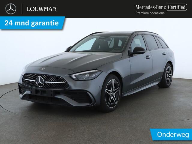 Mercedes-Benz C-KLASSE Estate 300 e AMG Plug-In Hybride AMG Line | Night Pakket | Trekhaak | Panorama Schuif-Kanteldak | Dodehoek Assist | Stuur en Stoelverwarming. Inclusief 24 maanden MB Certified garantie voor Europa.