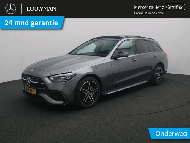 Mercedes-Benz C-KLASSE Estate 300 e AMG Plug-In Hybride AMG Line | Night Pakket | Panorama Schuif-Kanteldak | Alarm Klasse 3 | KeyLess-Go | Easy Pack Achterklep. Inclusief 48 maanden Mercedes-Benz Certified garantie voor Europa.