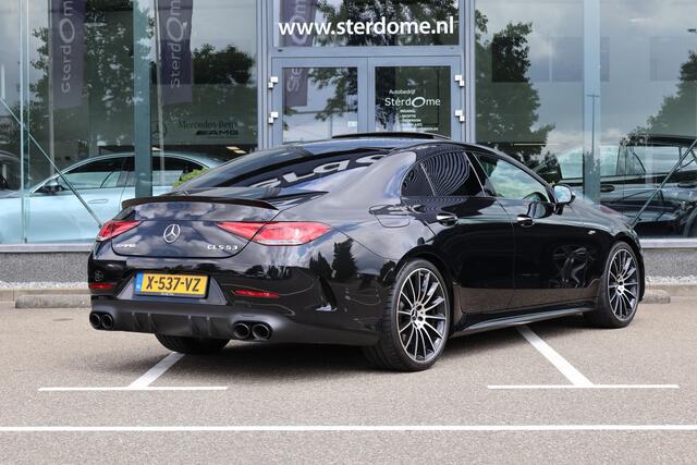 Mercedes-Benz CLS-KLASSE AMG 53 4MATIC+ Premium Plus l Schuif- / Kanteldak l Distronic Plus l Memory l Stoelverwamarming en Stoelventilatie l Head Up l LED adaptief l Airmatic l Keyless Go l Burmester l Sfeerverlichting l Nappa LEDER l AMG Night pakket l Achteruitrij camera | Dra