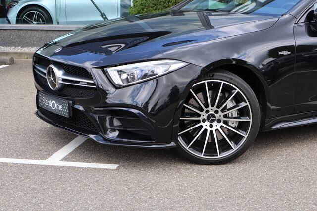 Mercedes-Benz CLS-KLASSE AMG 53 4MATIC+ Premium Plus l Schuif- / Kanteldak l Distronic Plus l Memory l Stoelverwamarming en Stoelventilatie l Head Up l LED adaptief l Airmatic l Keyless Go l Burmester l Sfeerverlichting l Nappa LEDER l AMG Night pakket l Achteruitrij camera | Dra