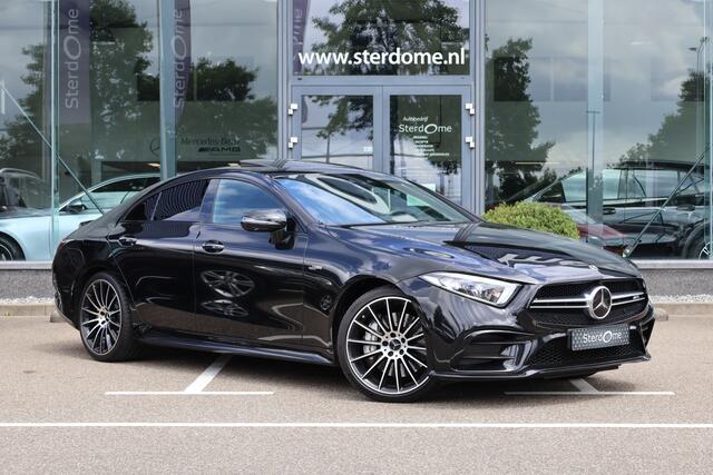 Mercedes-Benz CLS-KLASSE AMG 53 4MATIC+ Premium Plus l Schuif- / Kanteldak l Distronic Plus l Memory l Stoelverwamarming en Stoelventilatie l Head Up l LED adaptief l Airmatic l Keyless Go l Burmester l Sfeerverlichting l Nappa LEDER l AMG Night pakket l Achteruitrij camera | Dra