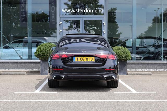 Mercedes-Benz E-KLASSE 300 e AMG Line l Panoramadak l 360 Camera l Head-up l DISTRONIC l Burmester 4 D l Digital Light l Keyless Go l I MBUX l Night pakket I Memory stoelen I zomer + winter set I Essenhout I Augmented Reality I Stoelverwarming l