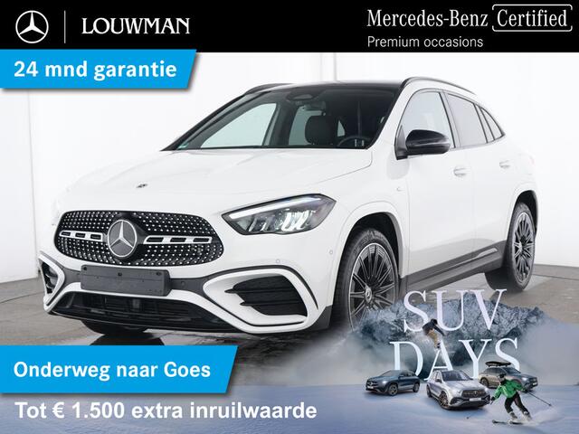 Mercedes-Benz GLA-KLASSE 250 e AMG Plug-In Hybride AMG Line | Night Pakket | Trekhaak | Panorama Schuif Kanteldak | 20 Inch AMG Velgen | Dodehoek Assist | Stuur en Stoelverwarming. Inclusief 24 maanden MB Certified garantie voor Europa.