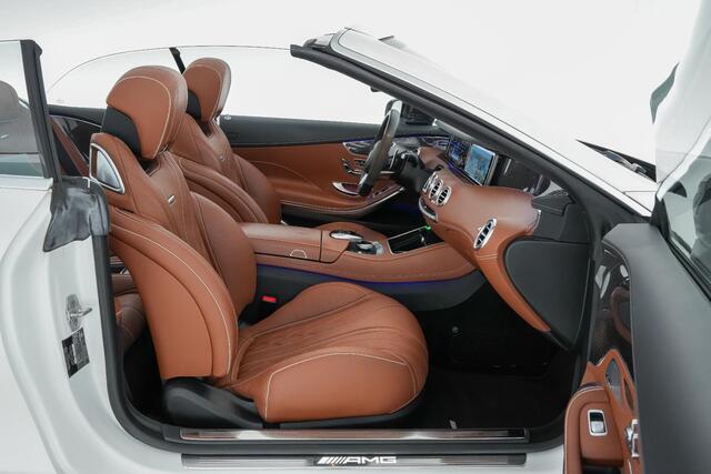 Mercedes-Benz S-KLASSE S63 AMG Cabrio 585pk 4Matic |dealer onderhouden|Carbon exterieur|Burmester High end|drivers package|luchtvering|Air scarf|nightvision|massage|memory|Carbon interieur|HUD|360 camera|