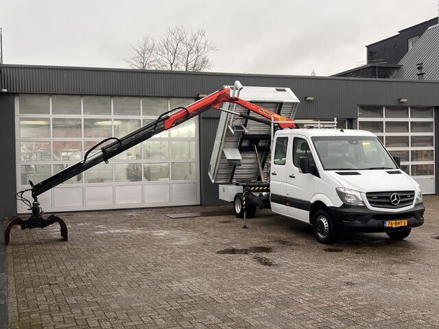 Mercedes-Benz SPRINTER 516 2.2 CDI 432 Kipper Laadkraan Palfinger Airco Knijper Rotator Trekhaak 2000 kg 2-Persoons Airco Kastinrichting 1e eigenaar ex gemeente Autolaadkraan Open laadbak Kieper Pick-up p-up Euro 6