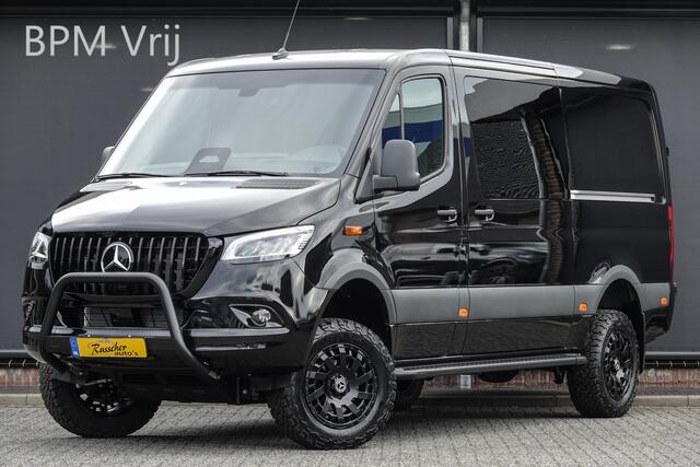 Mercedes-Benz SPRINTER 4x4 319Cdi 190Pk 9G-tronic | L2H1 | Dubbele Cabine | 2x Schuifdeur | 4WD | AWD | Bullbar | Treeplanken | 18'' All Terrain | Obsidian Black