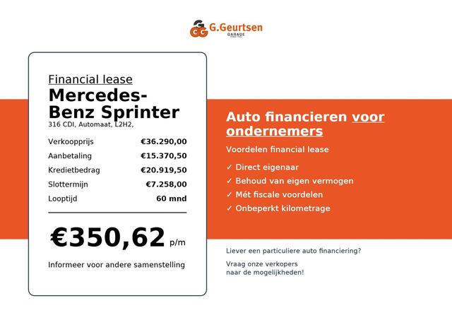 Mercedes-Benz SPRINTER 316 CDI L2H2 Full LED, Grote MBUX, Automaat, Camera, Trekhaak 2800kg, Stoelverwarming, Cruise Control
