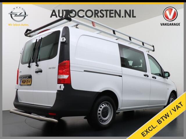 Mercedes-Benz VITO 114CDI AUT D.C Dubbele Cabine Lang 6-Pers. Airco Navi Camera Pdc Bluetooth Cruise Control Regen-Lichtsensor Pdc Betonplex Vloer Schuifdeur Imperiaal Bank voor Comfort 1e Eigenaar Euro 6