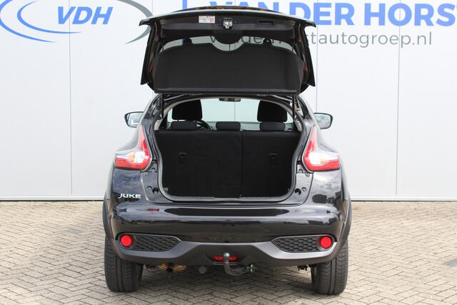Nissan JUKE 1.2-116pk DIG-T S/S Acenta. Zeer nette en goed onderhouden hoogzitter ! Autm. airco, camera, trekhaak, LM wielen, airco, cruise control, navigatie, telefoonvoorb., All season banden, privacy glass etc