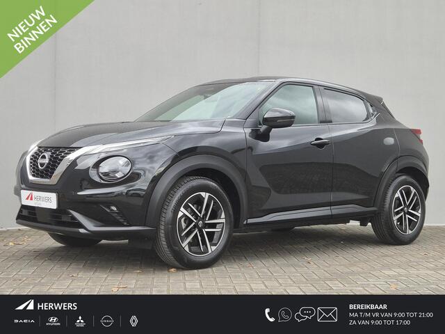Nissan JUKE 1.0 DIG-T N-Connecta / Fabrieksgarantie t/m 12-03-2028 / Cold Pack / Trekgewicht 1250 kg / all-season banden / Apple Carplay Android Auto / Adaptief CC / Stuur-, Stoel en Voorruit verwarming / Achteruitrijcamera / Keyless Entry/Start / Draadloze telefoon 