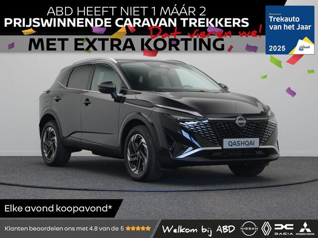 Nissan QASHQAI N-Connecta + Panoramisch glazen dak + Cold Pack Mild-Hybrid 158 Xtronic | 12.3" TFT digitale cockpit | Audiosysteem met DAB, Apple Carplay & Android Auto, USB-aansluiting, stuurwielbediening en 6 luidsprekers | Blind Spot Warning & Intervention (BSW + BSI