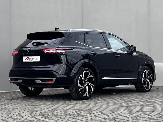 Nissan QASHQAI 1.3 MHEV Xtronic Tekna Plus Automaat / 1.800 kg trekgewicht / Panorama dak / Leder / Elektr. stoelen en klep / Navigatie / Adaptieve CC / HUD / Camera 360° / Stuur-, stoel- en voorruitverwarming / 20" LM wielen /
