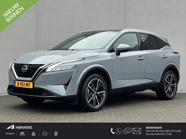 Nissan QASHQAI 1.3 MHEV Xtronic Tekna / Vaste Trekhaak 13-polig (Trekgewicht 1.800kg) / Stoel- en Stuurverwarming / Panoramadak / HUD / 360° Camera / Keyless Entry & Start / Apple Carplay & Android Auto / Navigatie full map / Adaptieve Cruise Control / Climate Control /