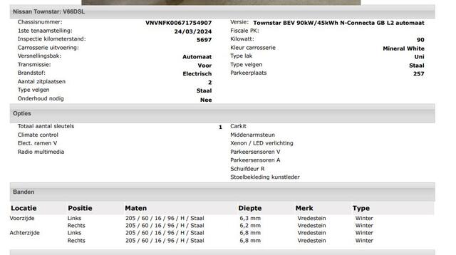 Nissan Townstar N-Connecta L2 45 kWh 100% EV. / Pdc.+Camera / Airco-ecc./ Radio-multimedia / Schuifdeur rechts / WLTP-actieradius: ca. 285 km / 100% Stijlvol / Apk 03-2028