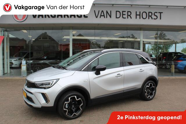 Opel Crossland 1.2-110pk Turbo 'Elegance'. Mooie en luxe hoogzitter met weinig km's ! Volautm. airco dual, cruise control, camera, comfortstoelen, metallic lak, LM wielen, navigatie, telefoonvoorb., lane- en side assist, parkeersensoren v+a, LED verlichting etc.