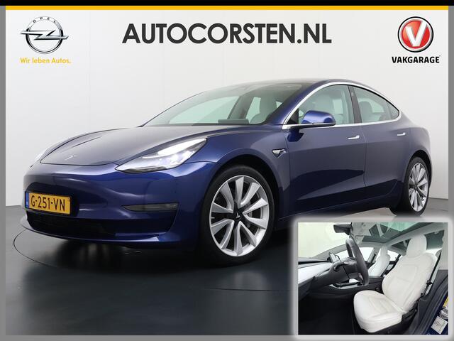 Tesla Model 3 Long Range AWD 75kWh SOH 88% 463PK Lmv 19" Ivoor Premium Audio AutoPilot Panoramadak Camera's Leer Adaptive-Cruise-Control+Stop&Go Pdc Dual-Ecc Dual-Motor Keyless 4WD Stoel en achterbank verwarming Elektr.Stoelen+Memory+Easy-Entry WiFi Origineel Nederland