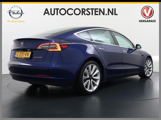 Tesla Model 3 Long Range AWD 75kWh SOH 88% 463PK Lmv 19" Ivoor Premium Audio AutoPilot Panoramadak Camera's Leer Adaptive-Cruise-Control+Stop&Go Pdc Dual-Ecc Dual-Motor Keyless 4WD Stoel en achterbank verwarming Elektr.Stoelen+Memory+Easy-Entry WiFi Origineel Nederland