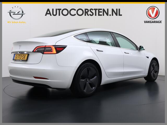 Tesla Model 3 RWD SR+ 60kWh 325PK Lmv 18" AutoPilot Leder PanoDak Adaptive-Cruise Lmv Camera's Elektr.-Stuur+Stoelen+Spiegels+Geheugen+Easy-Entry+Verwarmde stoelen Park assistent PDC WIFI Lane-Assist Speed-Assist Navi LED Comfortstoelen ACC DAB Keyless en Voorverwarmen