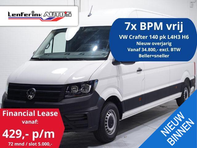 Volkswagen CRAFTER 2.0 TDI 140 pk L4H3 Airco, Cruise Control Geveerde Stoel, PDC V+A, 3-Zits, Nieuw Overjarig