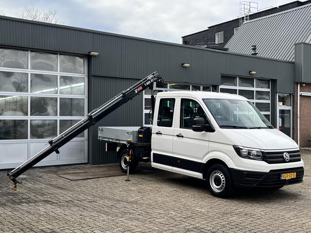 Volkswagen CRAFTER 35 2.0 TDI DC Hiab Laadkraan 023-3 Trekhaak 2500 kg trekgewicht Airco Cruise controle 6-Persoons Open laadbak Pick-up Euro 6 Bakwagen P-up Telefoonverbinding 1e eigenaar