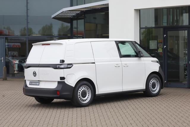 Volkswagen ID. Buzz Cargo Economy Business 79 kWh PREMIE ¤ 9.000,- ex. BTW 286PK / 210kW, Achteruitrijcamera (rear view), Apple Carplay & Android Auto, parkeersensoren voor en achter (pdc), achterdeuren, bijrijdersbank, LED koplampen, adaptive cruise control (acc), climatronic air