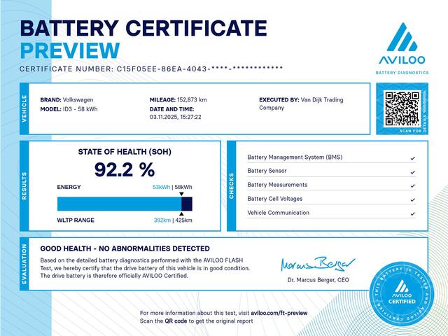Volkswagen ID.3 First Plus 58 kWh SOH 92.2 % | CAMERA | STOEL/STUURVERWARW. | FULL LED |