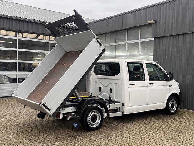 Volkswagen TRANSPORTER 2.0 TDI L2H1 DC Kipper open laadbak Airco Bluetooth trekhaak 2200 kg 1e eigenaar Dealer onderhouden Kieper P-up Doka Pritsche Ahk 2200kg Pick-up bakwagen