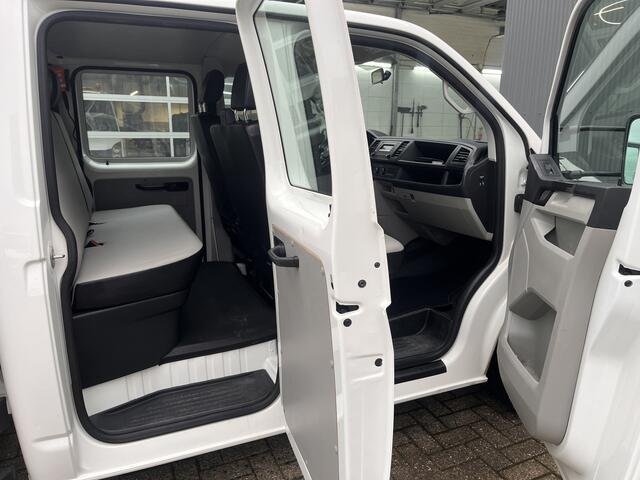 Volkswagen TRANSPORTER 2.0 TDI L2H1 DC Kipper open laadbak Airco Bluetooth trekhaak 2200 kg 1e eigenaar Dealer onderhouden Kieper P-up Doka Pritsche Ahk 2200kg Pick-up bakwagen