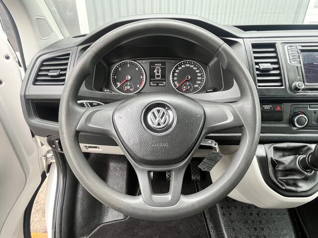 Volkswagen TRANSPORTER 2.0 TDI L2H1 DC Euro 6 Pick up Kipper Dubbele cabine open laadbak met Airco Trekhaak 2200kg trekgewicht 1e eigenaar Dealer onderhouden Telefoonverbinding Kieper P-up Doka Pritsche Ahk 2200kg