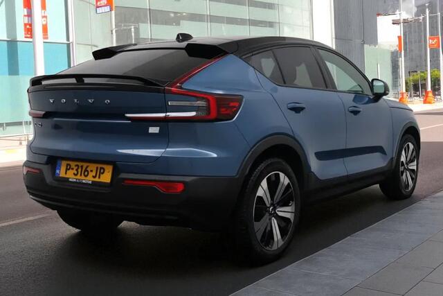 Volvo C40 Recharge 300kW/408pk Aut. Twin Intro Edition 78 kWh WARMTEPOMP + PANORAMADAK + HARMAN/KARDON + EL.TREKHAAK + LEER/ALCANTARA + PILOT ASSIST + BLIS + EL.STOELEN + STOEL-&STUURVERWARMING + LANE ASSIST + ADAPT.CRUISE + 360 CAMERA + PARKSENSOREN + 19" LM-VELGE
