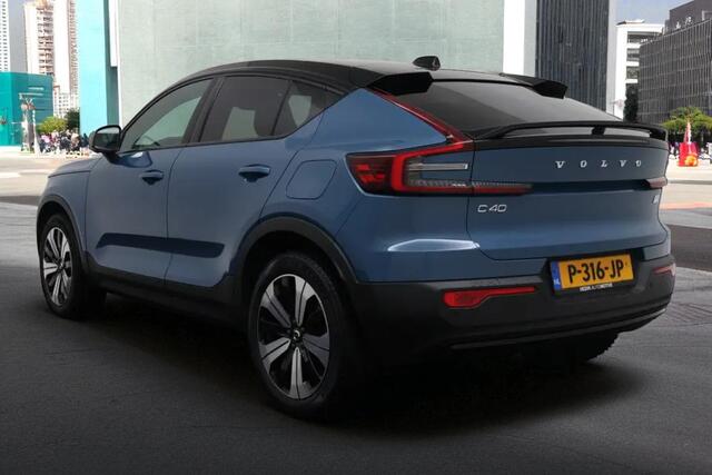 Volvo C40 Recharge 300kW/408pk Aut. Twin Intro Edition 78 kWh WARMTEPOMP + PANORAMADAK + HARMAN/KARDON + EL.TREKHAAK + LEER/ALCANTARA + PILOT ASSIST + BLIS + EL.STOELEN + STOEL-&STUURVERWARMING + LANE ASSIST + ADAPT.CRUISE + 360 CAMERA + PARKSENSOREN + 19" LM-VELGE